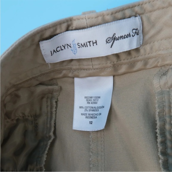 Jaclyn Smith Women's Beige Cotton Stretch Khaki Crop Pants Size 12 - Picture 3 of 4